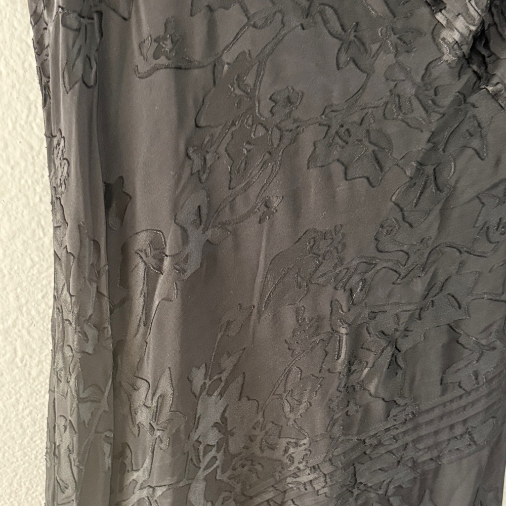 Vintage Adrianna Papell silk burnout Elegant Black Asymmetrical Dress flutter - Picture 3 of 13
